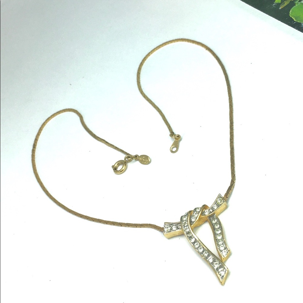 Givenchy Authentic Rhinestone Bow Necklace France - image 2